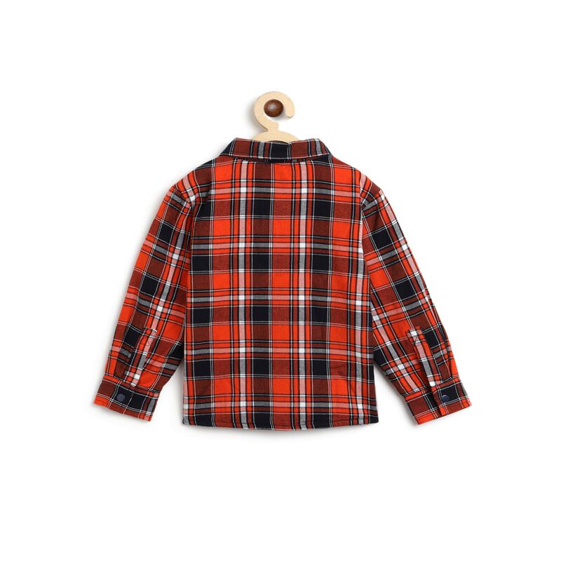 Boys Medium Orange Long Sleeve Flannel Shirt image number null